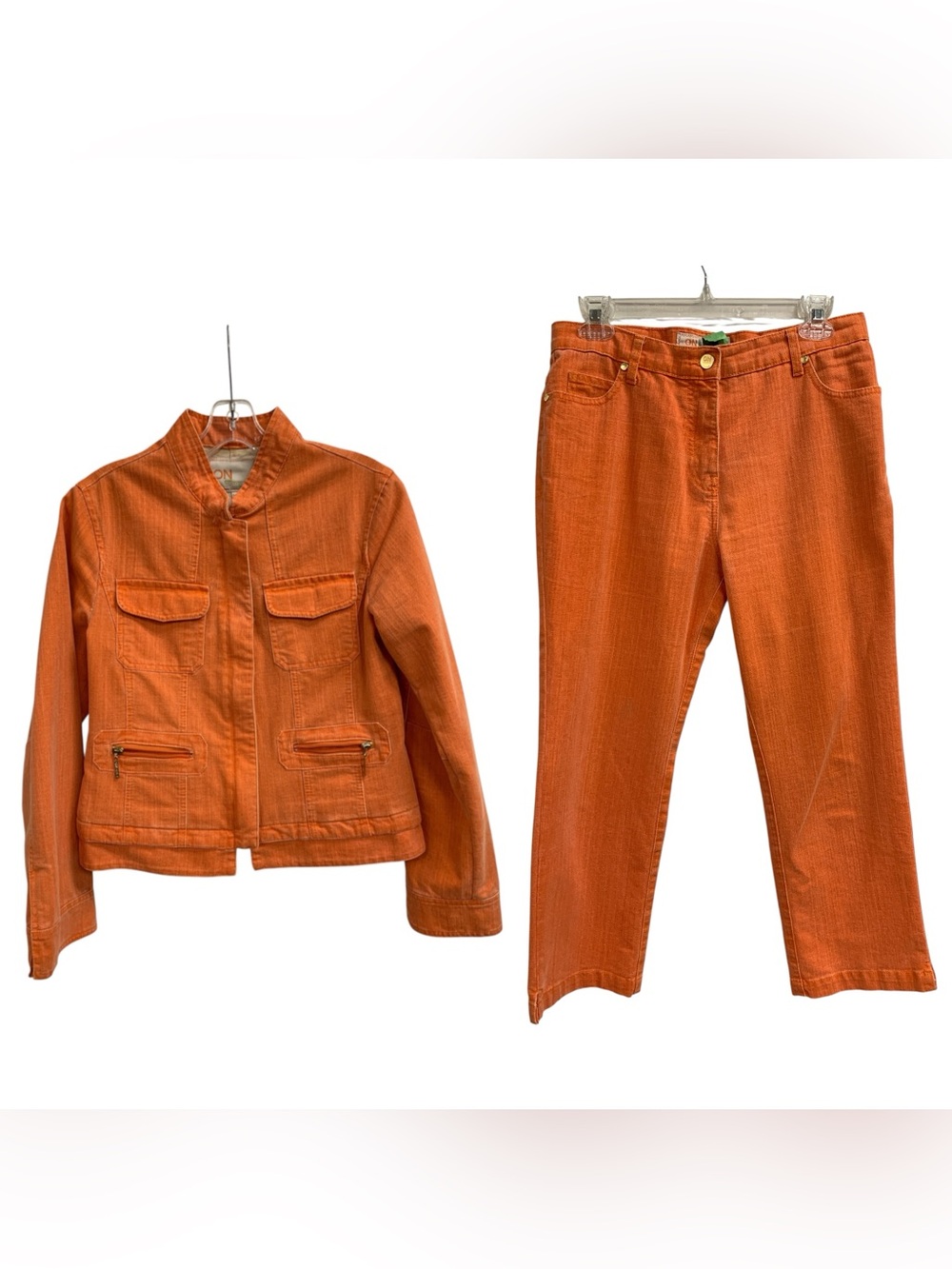 ONARA Orange Cotton Blend Pants - Casual Straight Leg Size M
